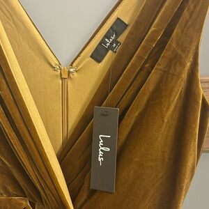 Beautiful Evenings Olive Green Velvet Twist-Front Maxi Dress